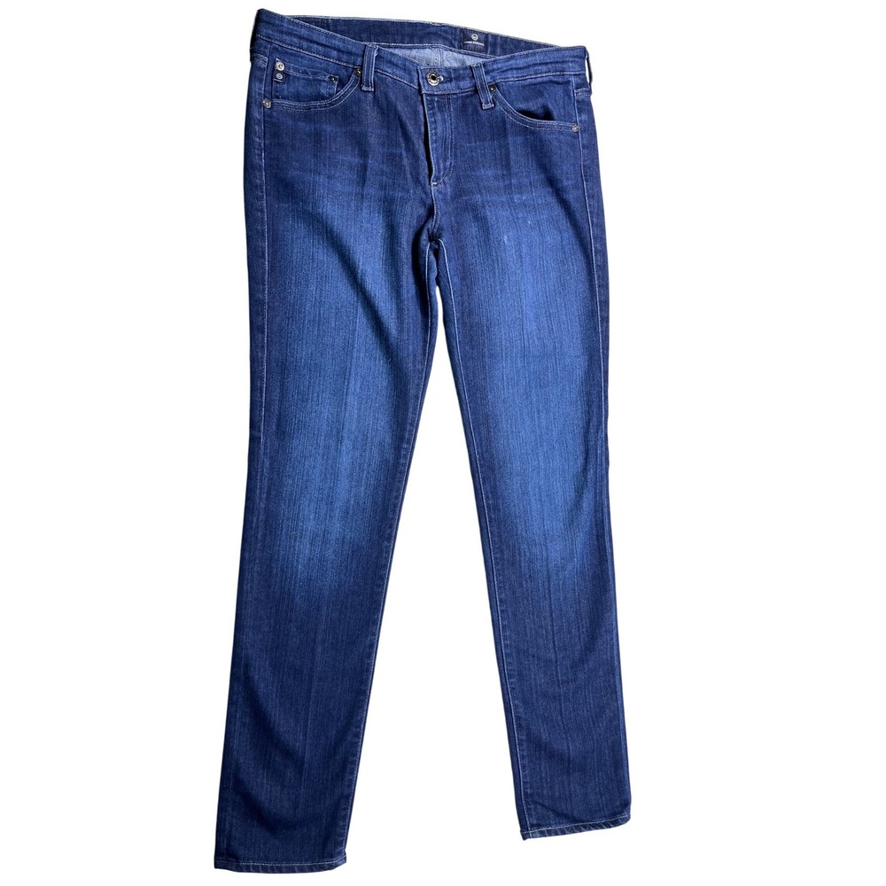 AG Adriano Goldschmied Women's 30R Dark Wash Straight Leg‎ Jeans Stretch Denim